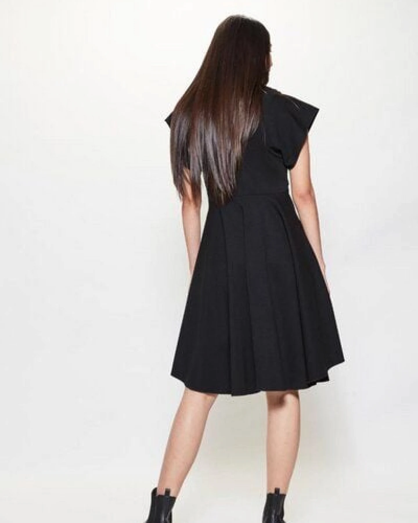 LUMEN organic Kleid mit Stehkragen JERSEY schwarz – Ansicht 3