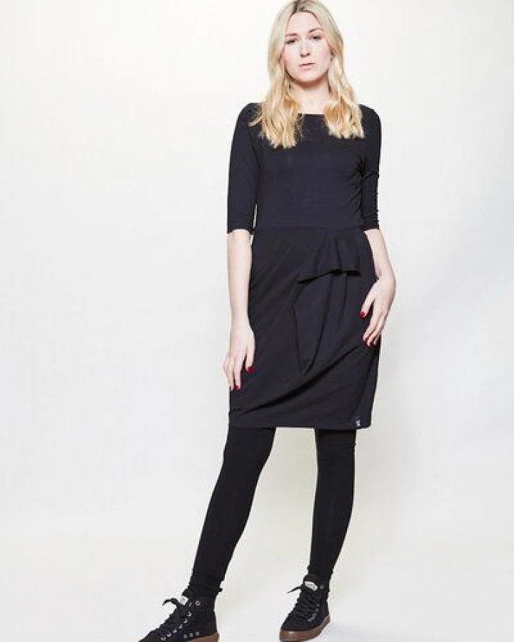 LUMEN organic Kleid drapiert JERSEY schwarz