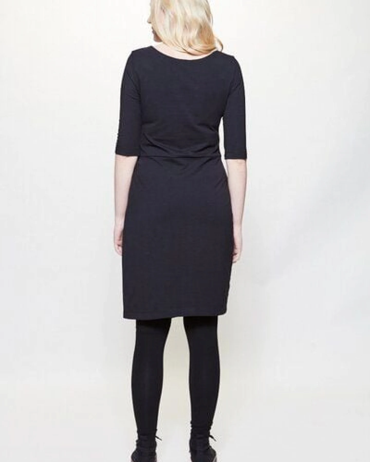 LUMEN organic Kleid drapiert JERSEY schwarz – Ansicht 3