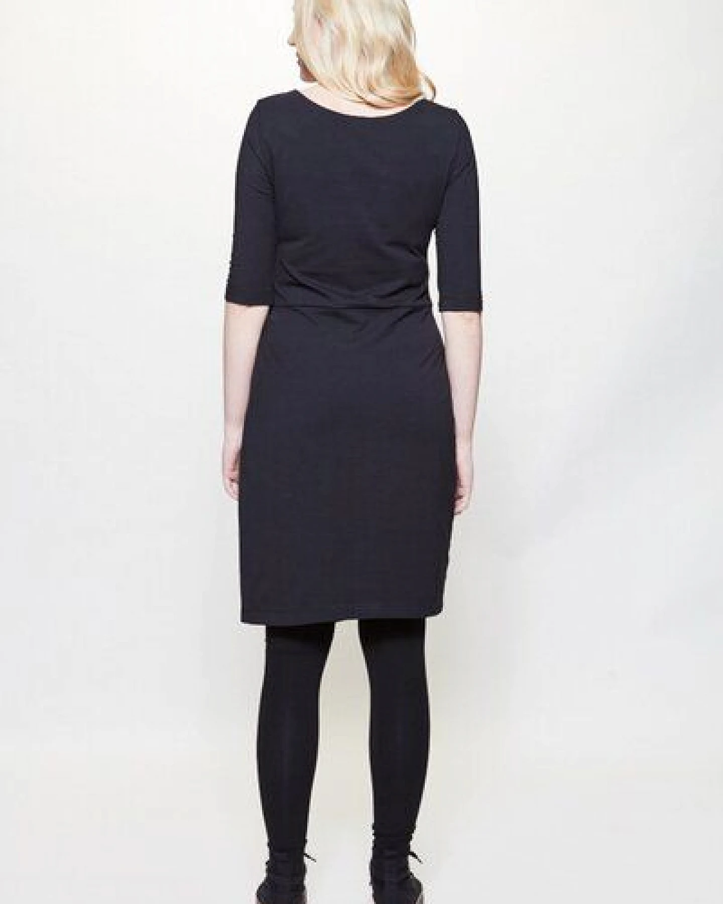 LUMEN organic Kleid drapiert JERSEY schwarz – Ansicht 3