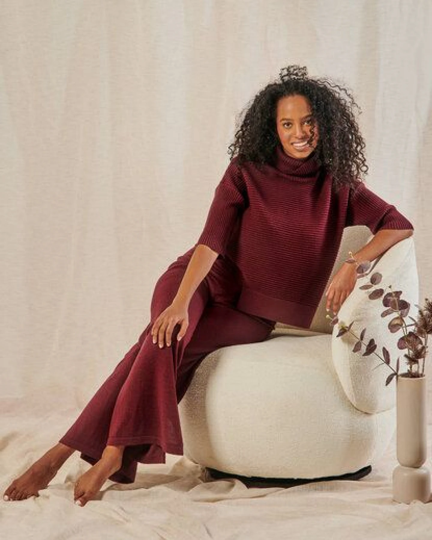 YOU LOOK PERFECT Merino Loungewear Set "Rollkragenpullover Bailey & Strickhose Bailey" – Ansicht 2