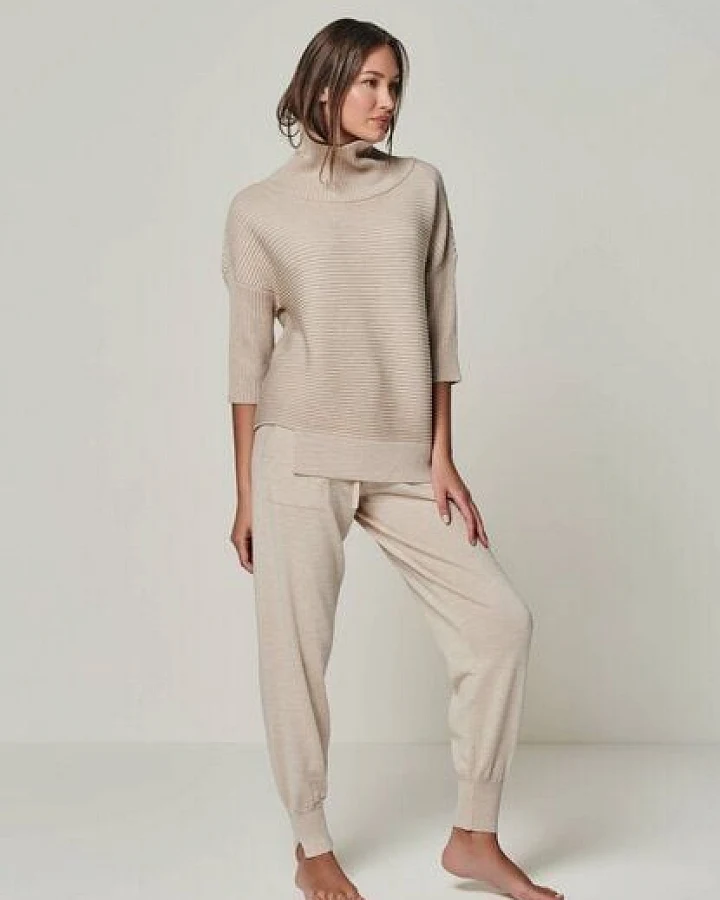 YOU LOOK PERFECT Merino Loungewear Set "Rollkragenpullover Bailey & Strickhose Bella"