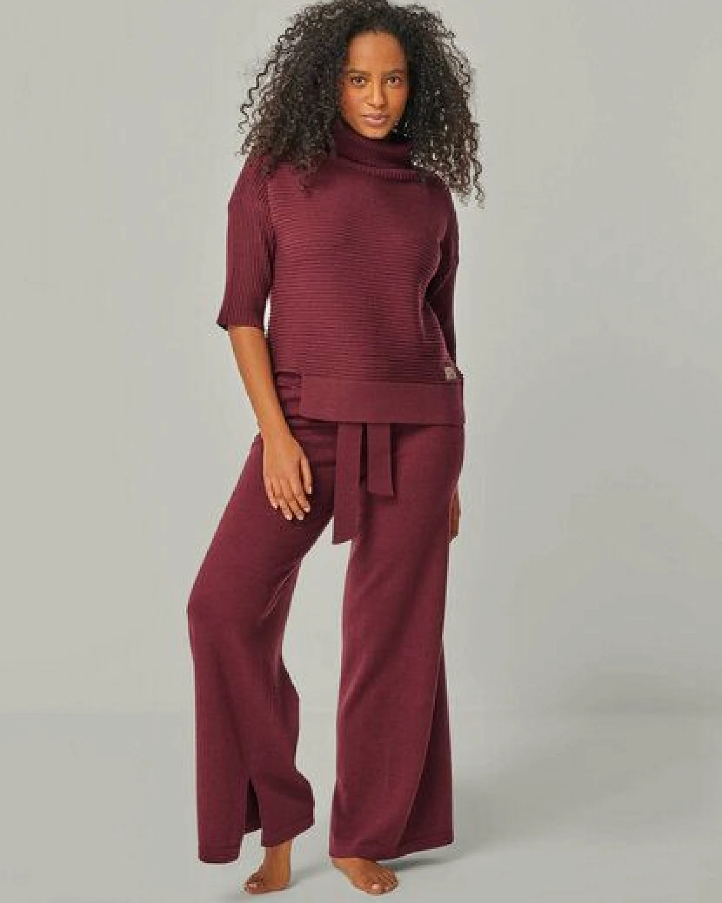 YOU LOOK PERFECT 100% Merino asymmetrischer Rollkragen-Strickpullover "Bailey" – Ansicht 3