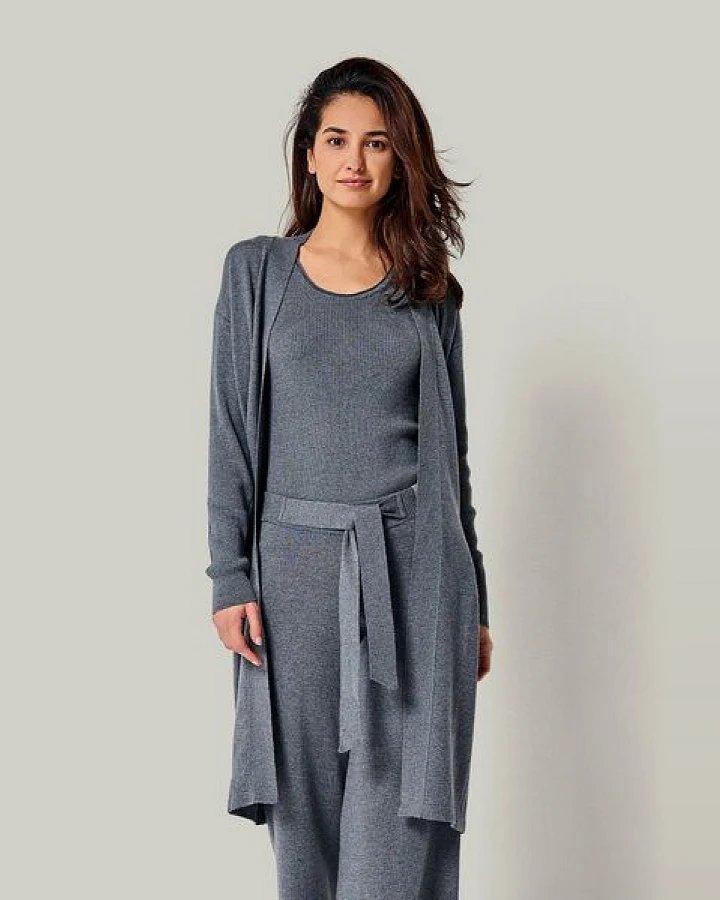 YOU LOOK PERFECT 100% Merino langer Cardigan mit Taschen "Blossom"