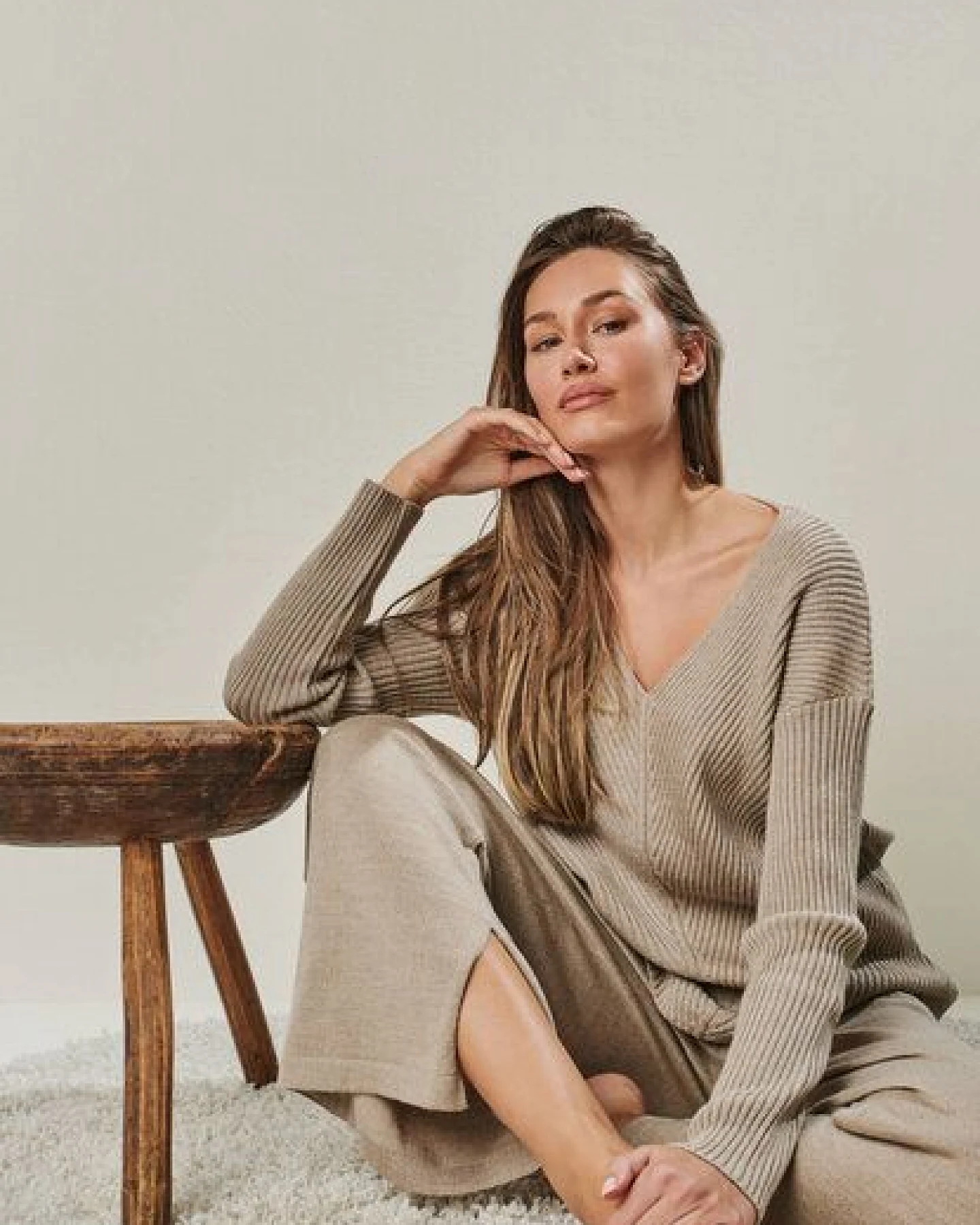 YOU LOOK PERFECT 100% Merino weite Strickhose mit Schleife "Bailey" – Ansicht 2