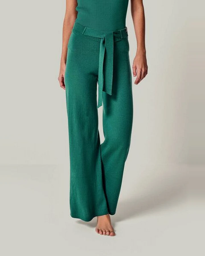YOU LOOK PERFECT 100% Merino weite Strickhose mit Schleife "Bailey"