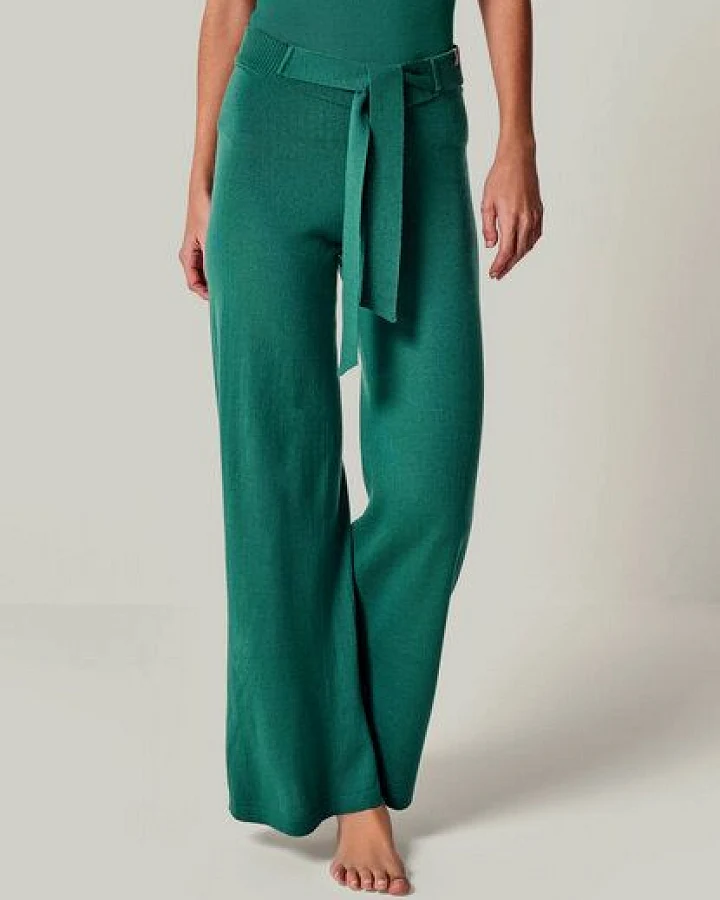 YOU LOOK PERFECT 100% Merino weite Strickhose mit Schleife "Bailey"