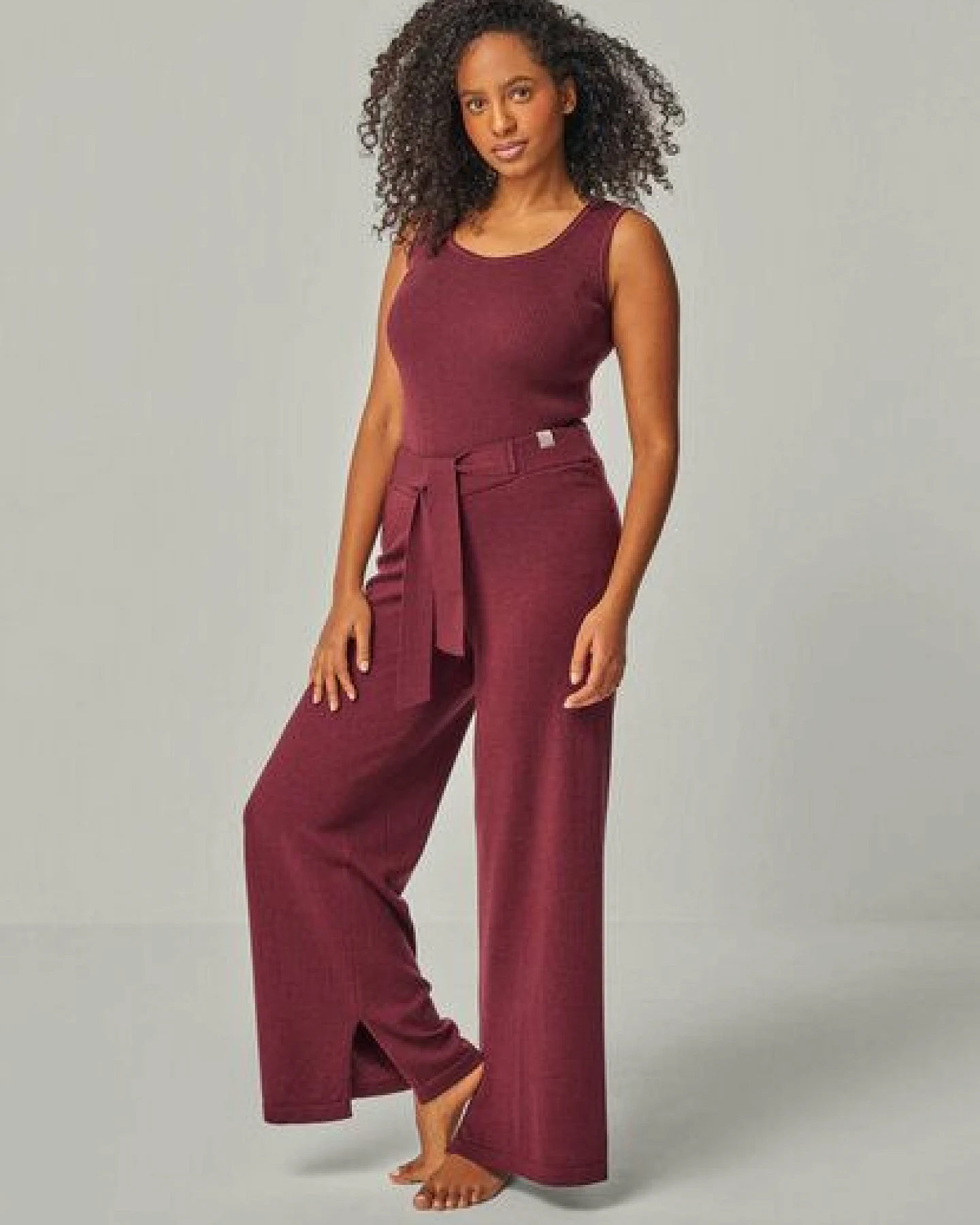 YOU LOOK PERFECT 100% Merino weite Strickhose mit Schleife "Bailey" – Ansicht 3