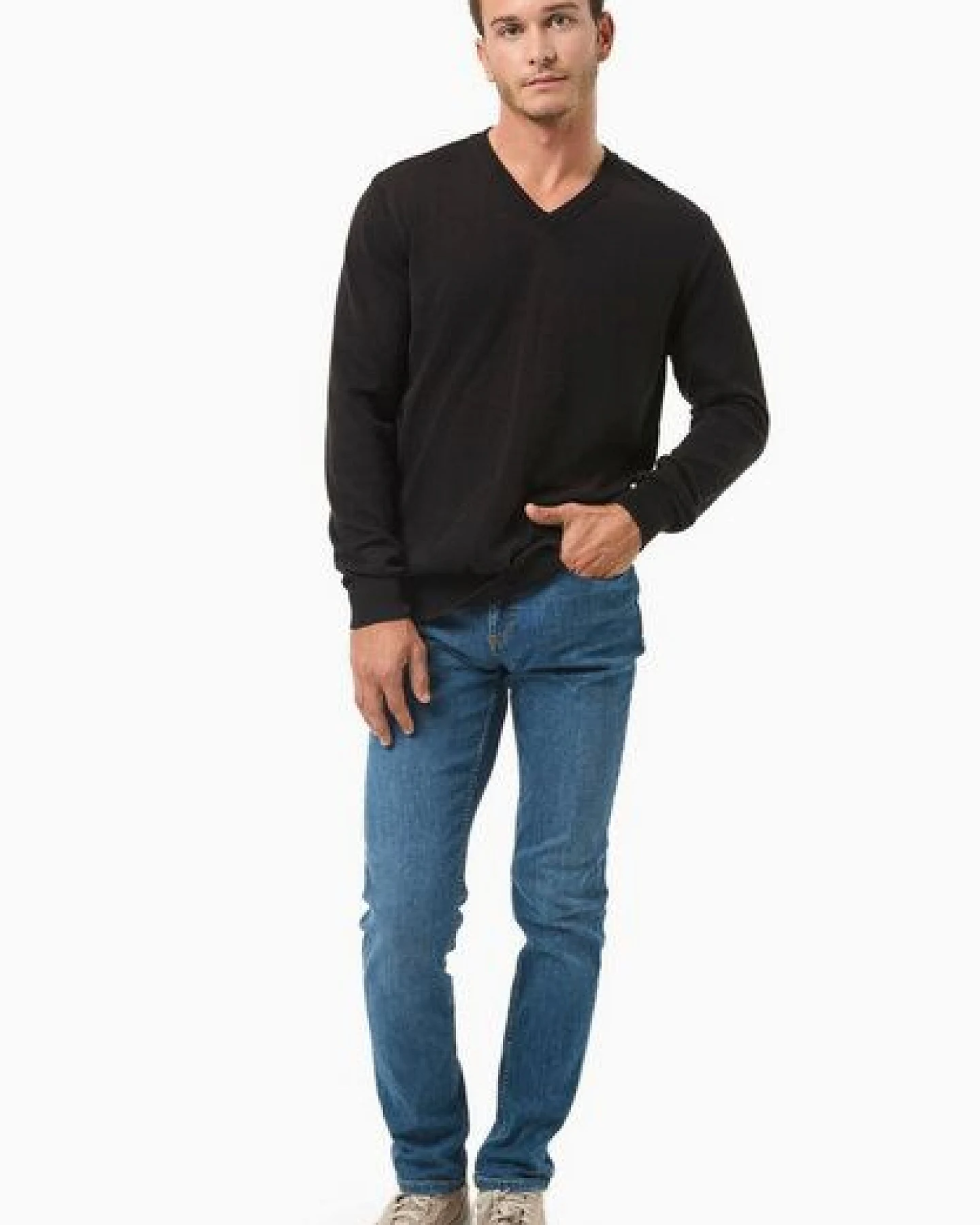 ORGANICATION Pullover aus Bio-Baumwolle mit V-Ausschnitt – Ansicht 2
