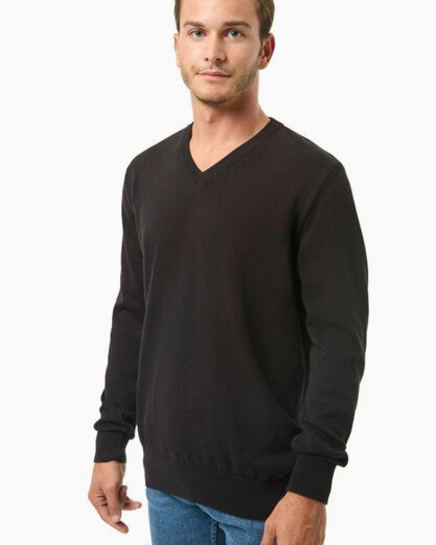 ORGANICATION Pullover aus Bio-Baumwolle mit V-Ausschnitt – Ansicht 3