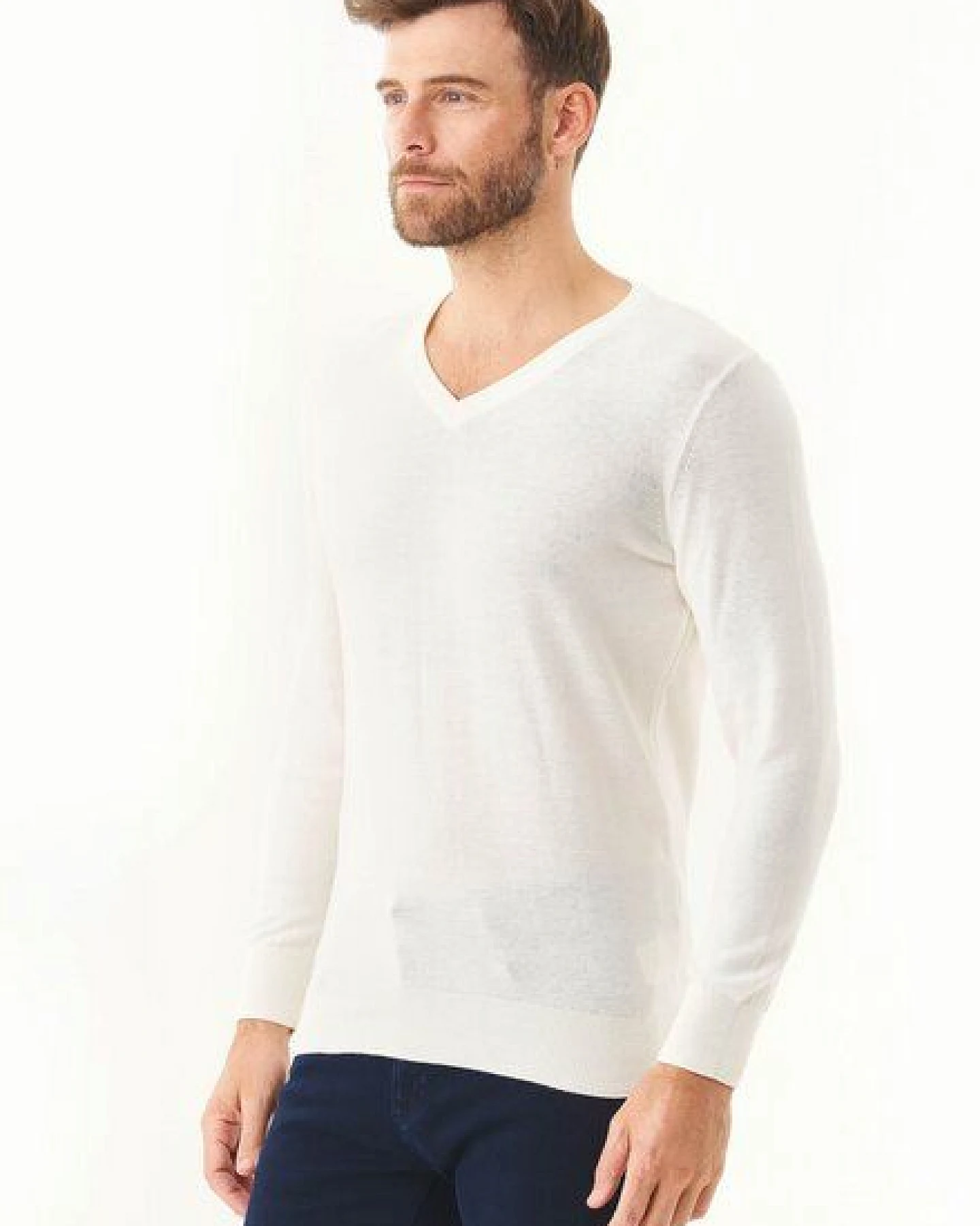 ORGANICATION Pullover aus Bio-Baumwolle mit V-Ausschnitt – Ansicht 3