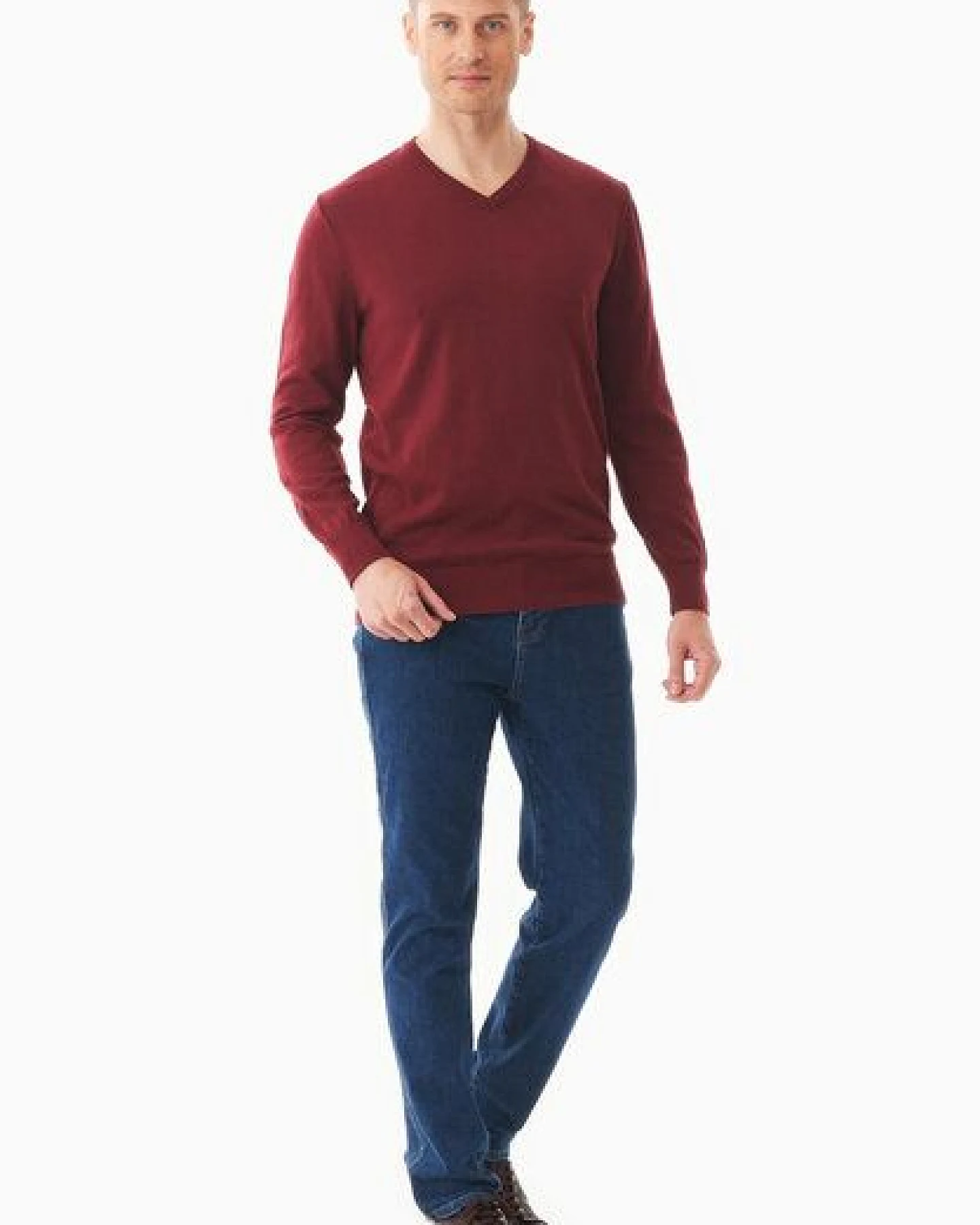 ORGANICATION Pullover aus Bio-Baumwolle mit V-Ausschnitt – Ansicht 2