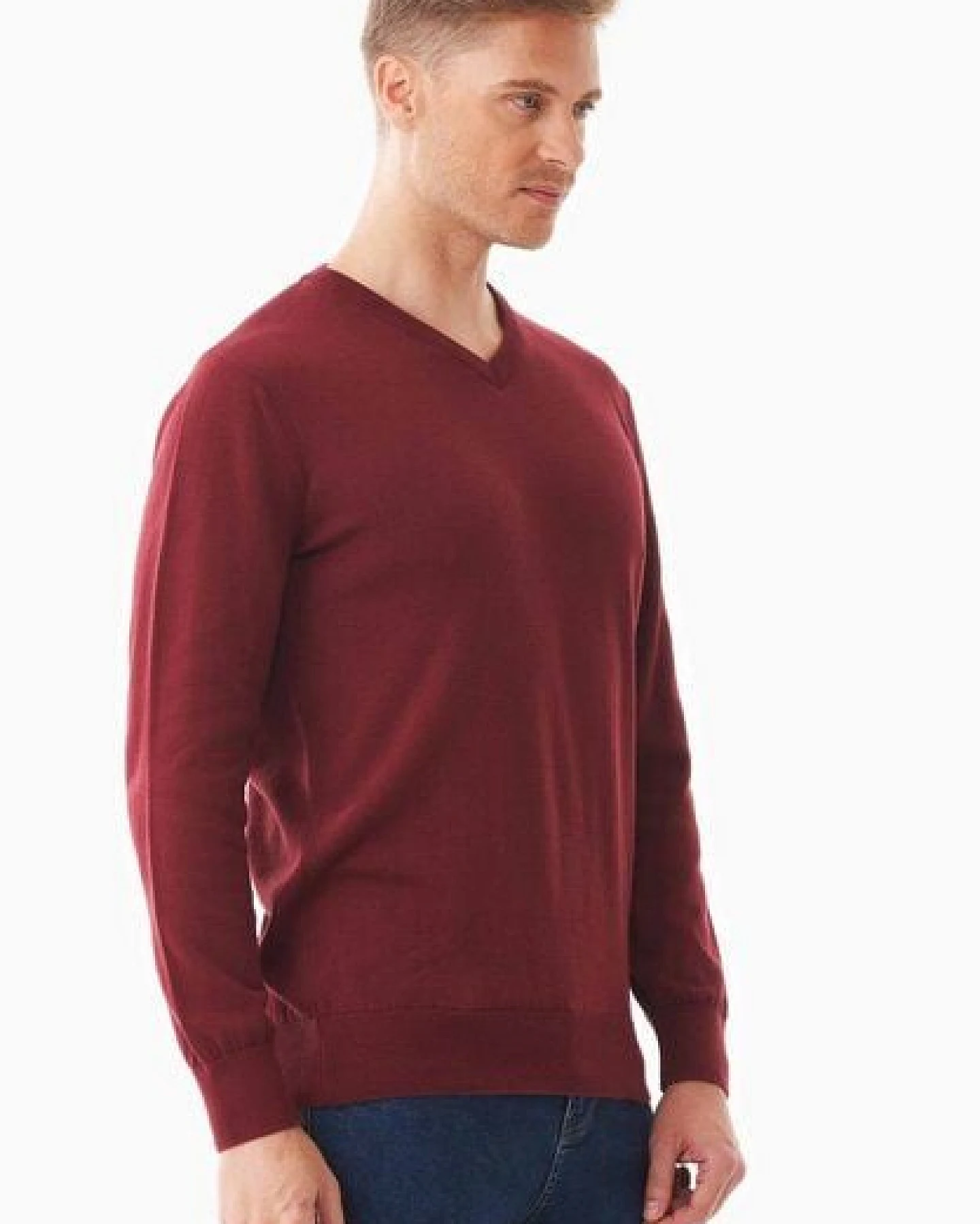 ORGANICATION Pullover aus Bio-Baumwolle mit V-Ausschnitt – Ansicht 3
