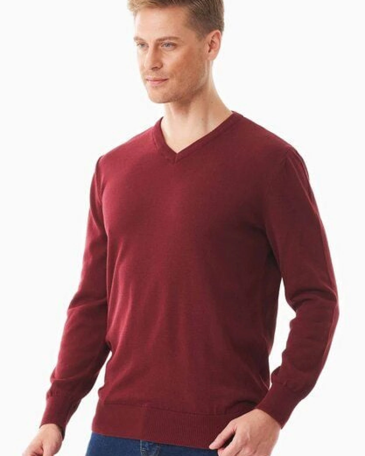ORGANICATION Pullover aus Bio-Baumwolle mit V-Ausschnitt – Ansicht 4