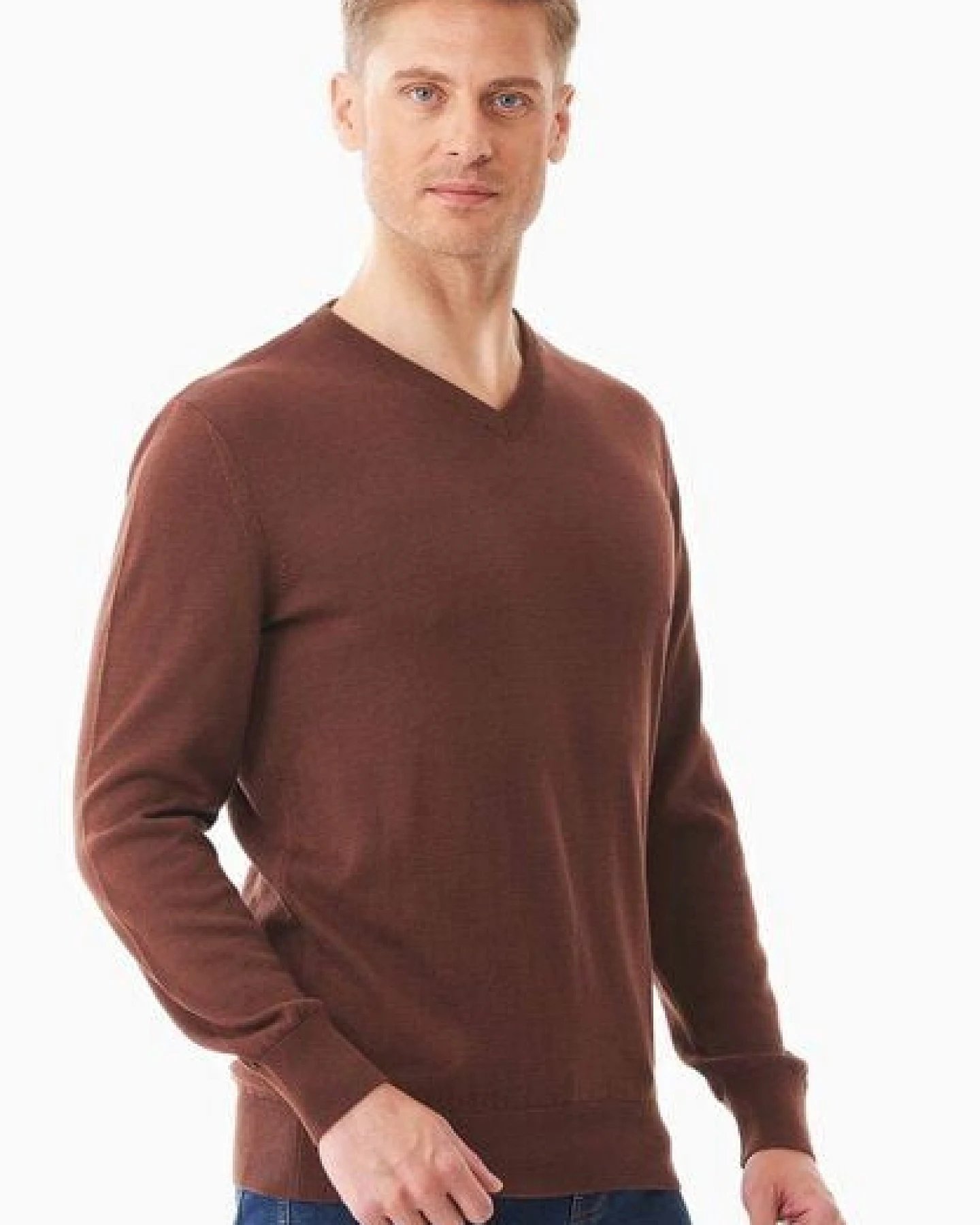 ORGANICATION Pullover aus Bio-Baumwolle mit V-Ausschnitt – Ansicht 3