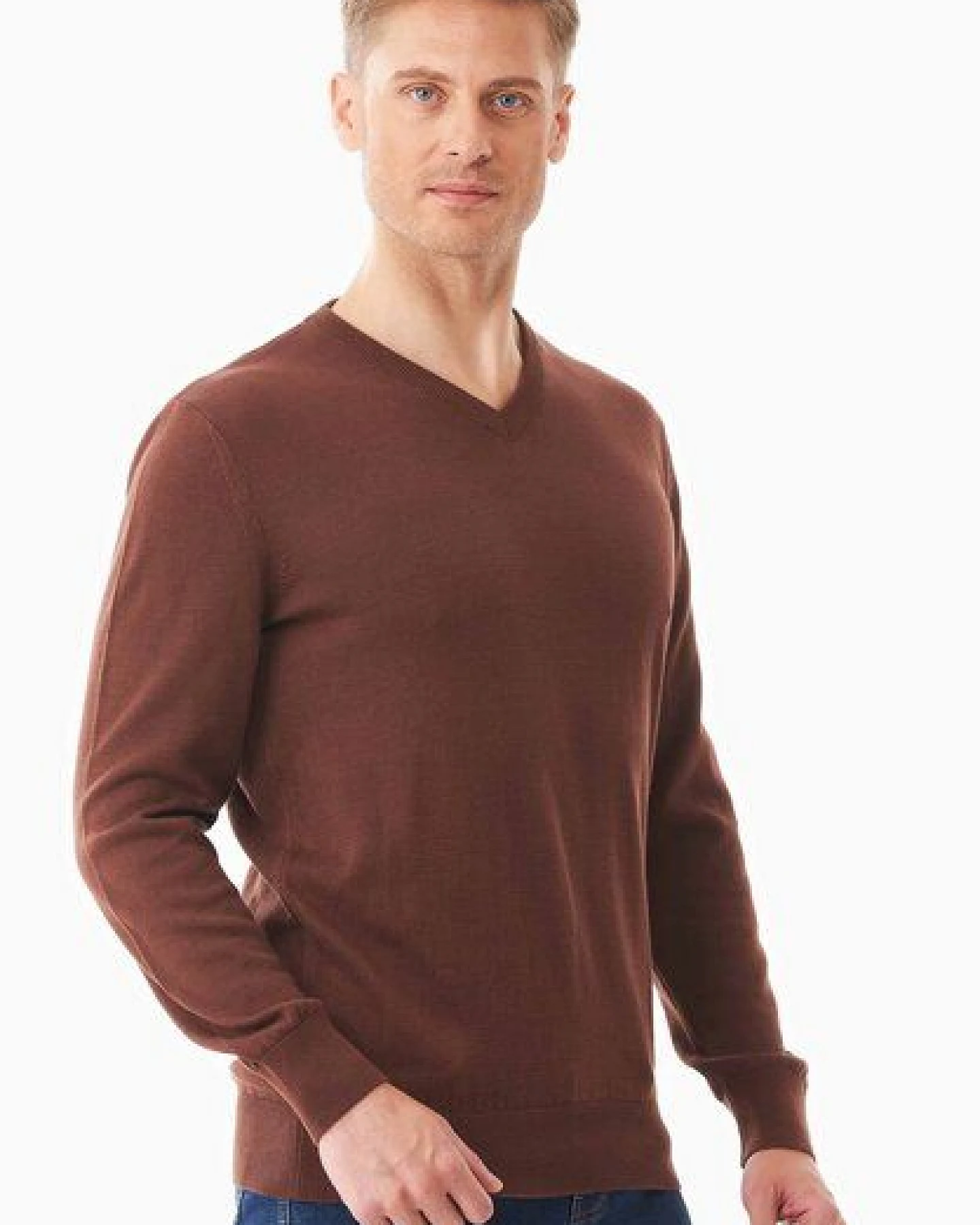 ORGANICATION Pullover aus Bio-Baumwolle mit V-Ausschnitt – Ansicht 3