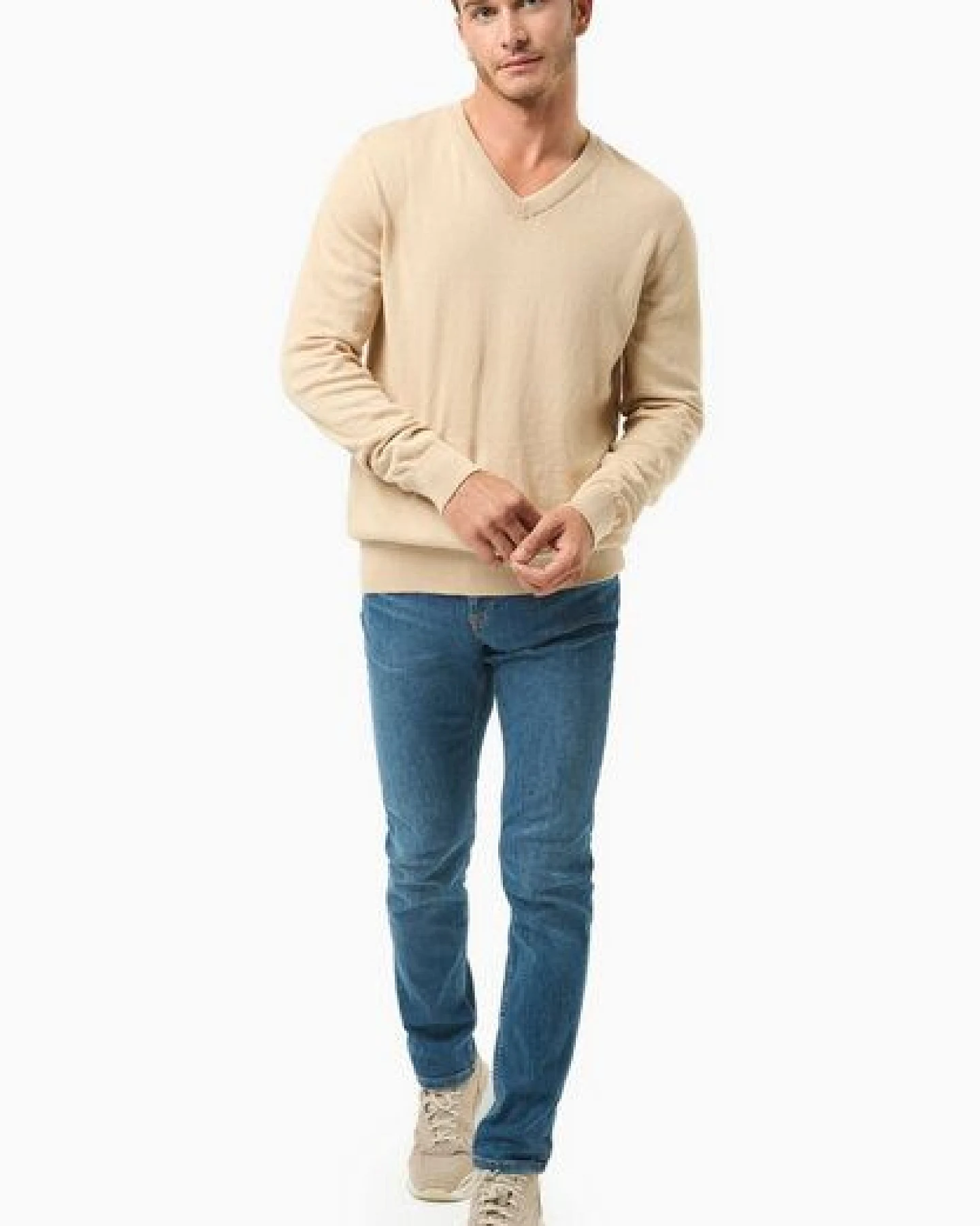 ORGANICATION Pullover aus Bio-Baumwolle mit V-Ausschnitt – Ansicht 2