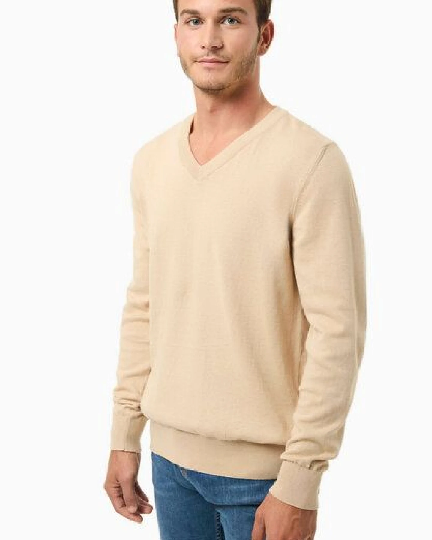ORGANICATION Pullover aus Bio-Baumwolle mit V-Ausschnitt – Ansicht 3