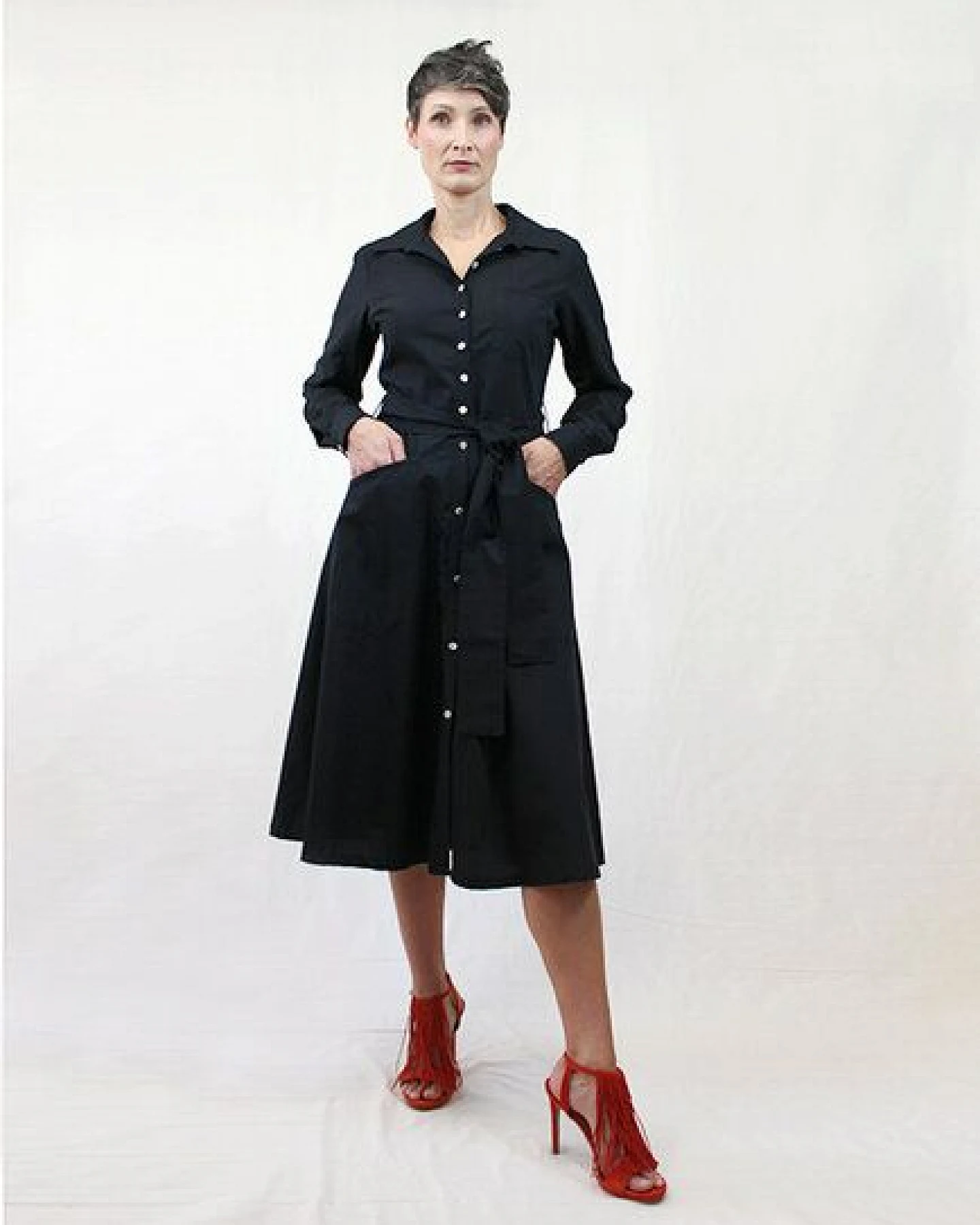 Skrabak Blusenkleid Elise aus Bio-Baumwolle schwarz uni – Ansicht 2