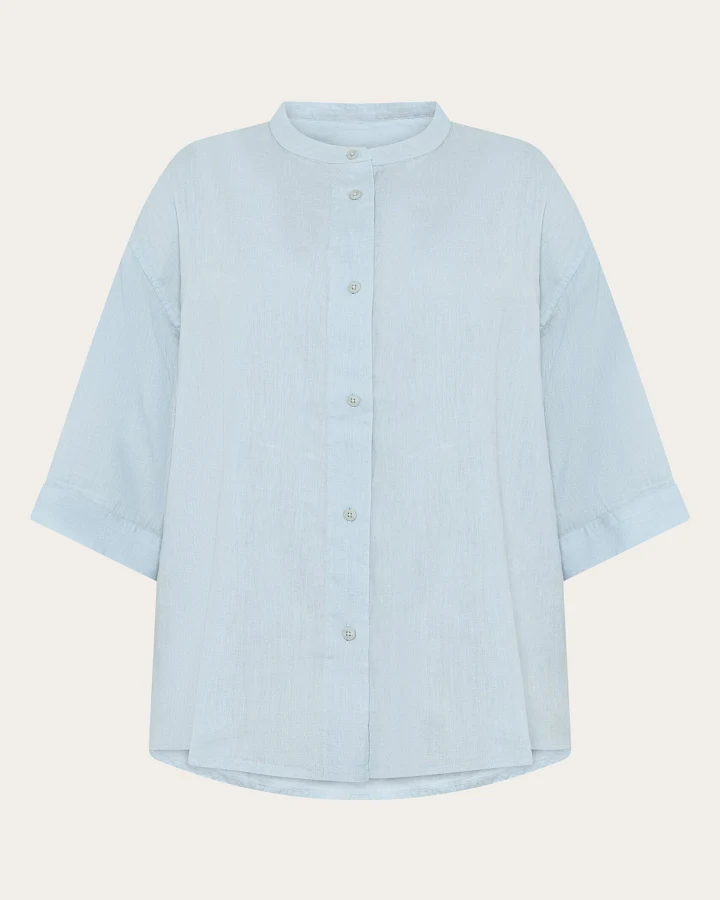 KnowledgeCotton Apparel Damen vegan Hemd Leinen Skyway Blau