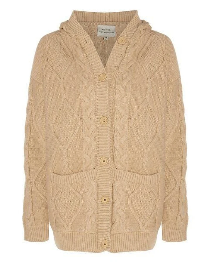 Will's Vegan Shop Strickjacke mit Kapuze und Knopfleiste