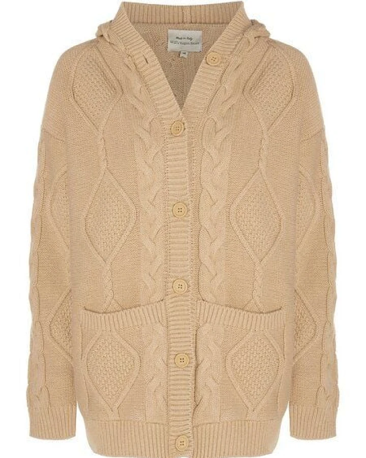Will's Vegan Shop Strickjacke mit Kapuze und Knopfleiste