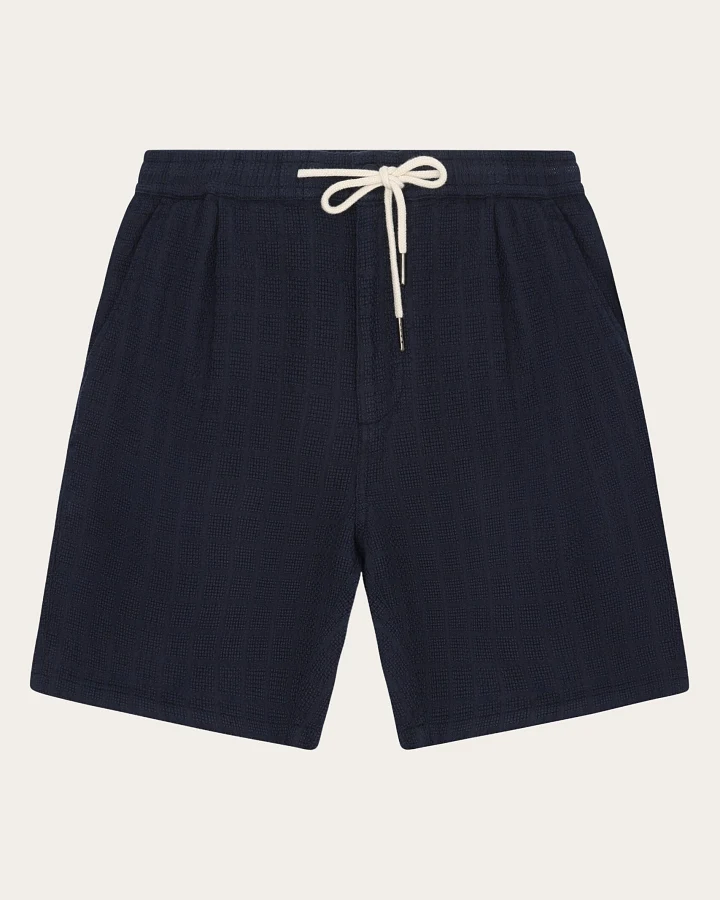 KnowledgeCotton Apparel Herren vegan Shorts Fig Loose Structure Night Sky Navy