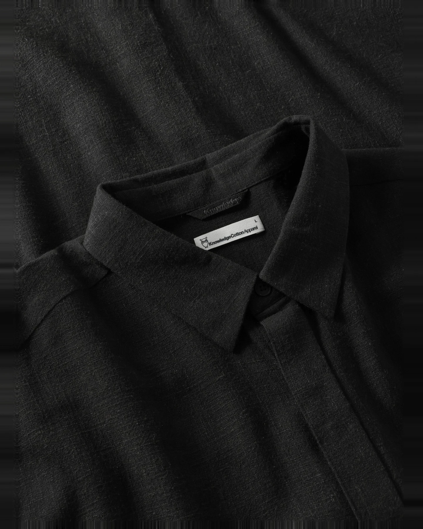 KnowledgeCotton Apparel Herren vegan Hemd Leinen Mix Schwarz Jet – Ansicht 2