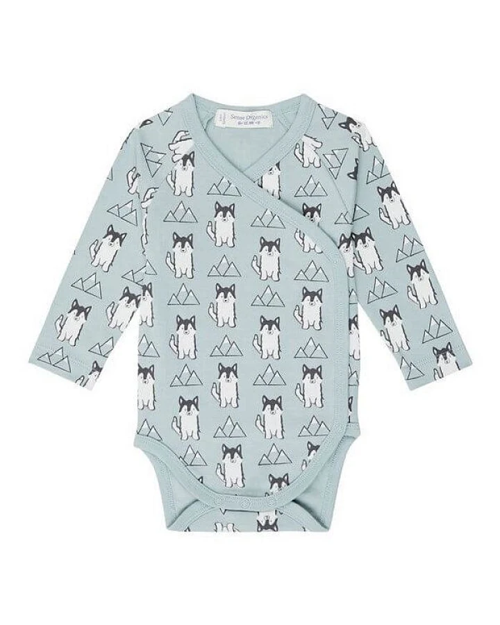 sense-organics Baby Wickelbody Langarm *YGON RETRO* Husky GOTS Fairtrade I Sense Organics