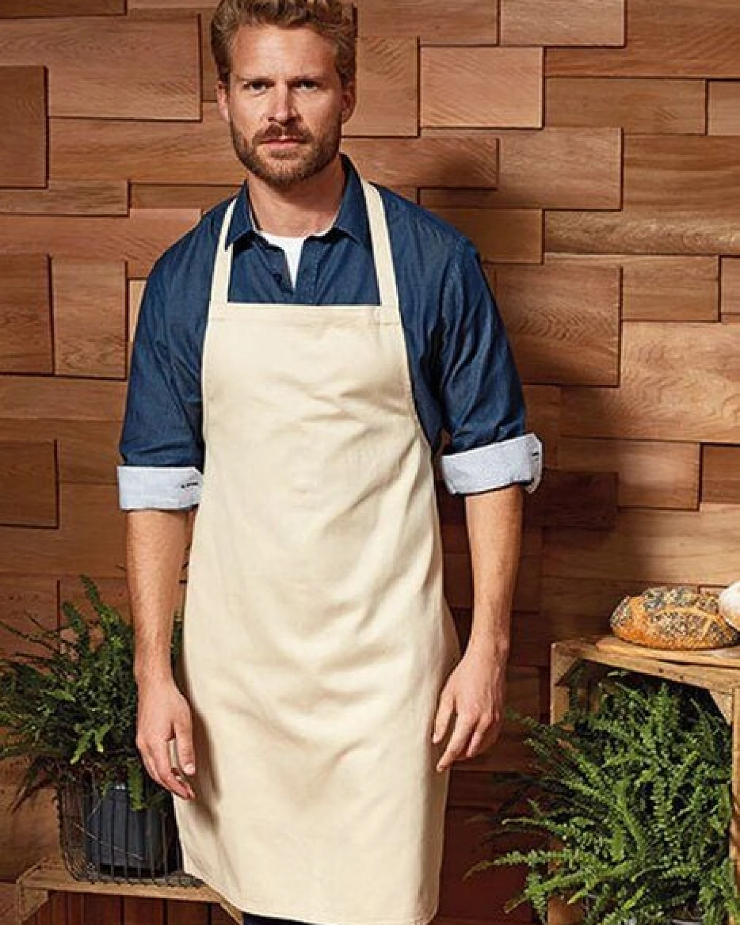 Premier Workwear Kochschürze 100% Baumwolle Schürze Latzschürze Vorbinder Kellner Grillschürze – Ansicht 2
