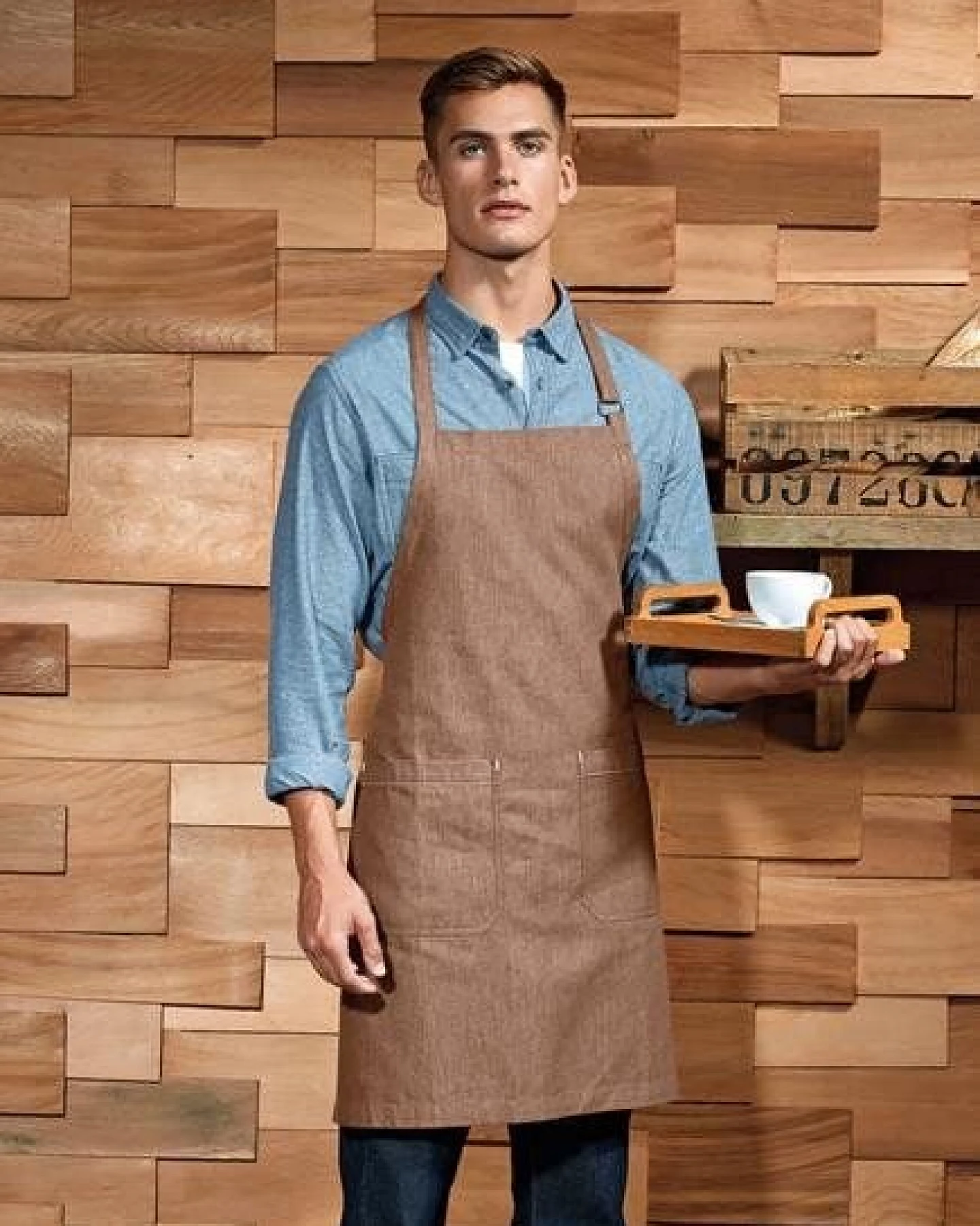 Premier Workwear Latzschürze (Bio Baumwolle) Denim Grillschürze Küchenschürze – Ansicht 2