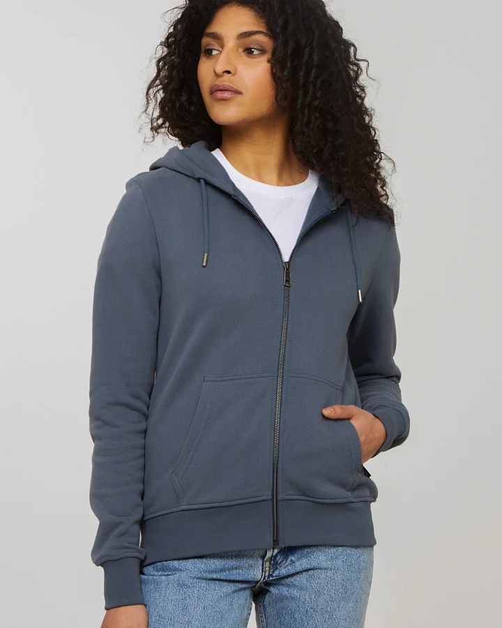 Recolution Damen vegan Sweatjacke Dahlia Taubenblau