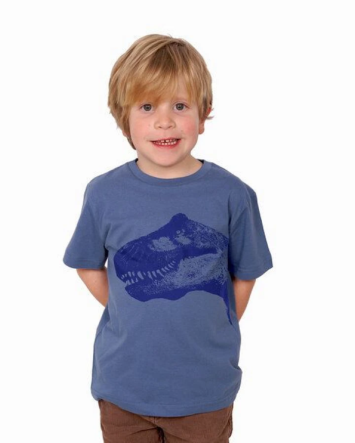 HANDGEDRUCKT "T-Rex" Kinder T-Shirt reine Bio Baumwolle (kbA)