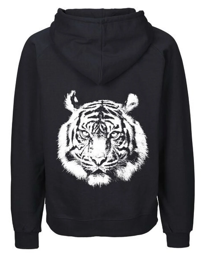 HANDGEDRUCKT "Tiger" Männer Zip Hoody aus reiner Biobaumwolle (kbA)