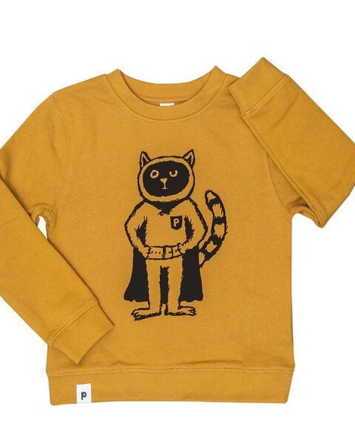 päfjes Karlo Superhelden Kater - Kinder Bio Sweater - Organic Cotton - Gelb