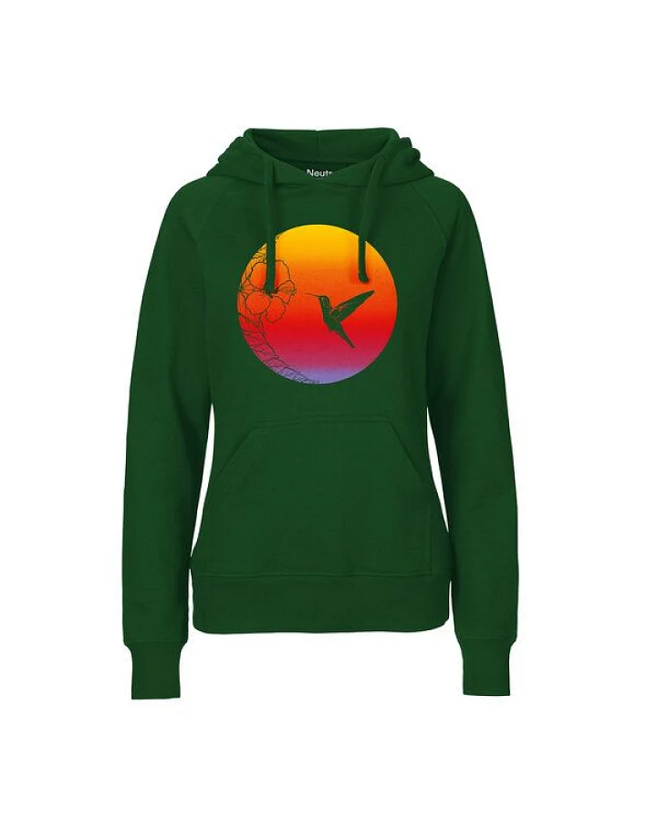 HANDGEDRUCKT "Kolibri" Frauen HOODY aus reiner Biobaumwolle (kbA)