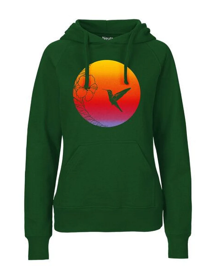 HANDGEDRUCKT "Kolibri" Frauen HOODY aus reiner Biobaumwolle (kbA)