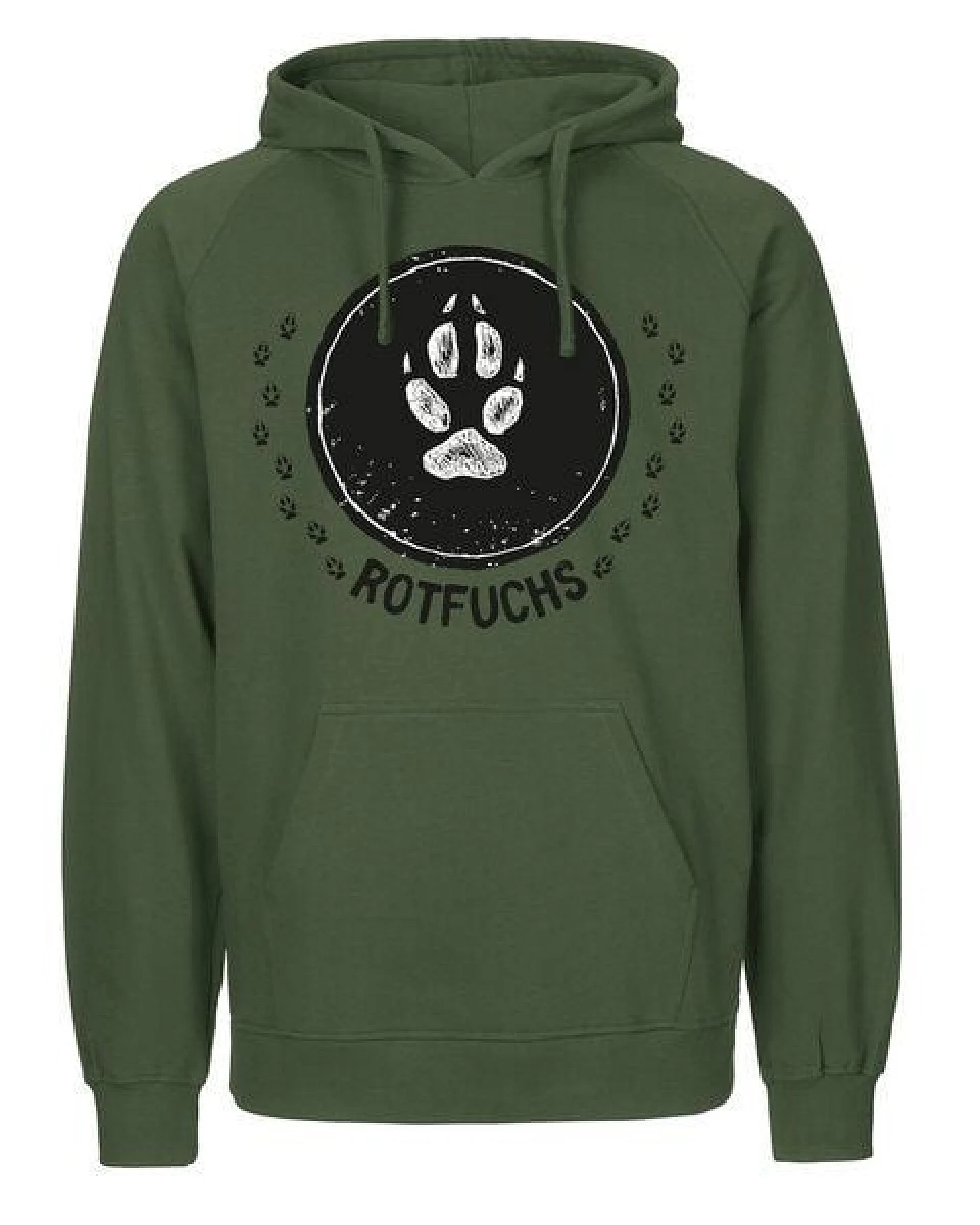 HANDGEDRUCKT "Trittsiegel RotFuchs" Männer Hoody aus reiner Biobaumwolle (kbA) – Ansicht 4