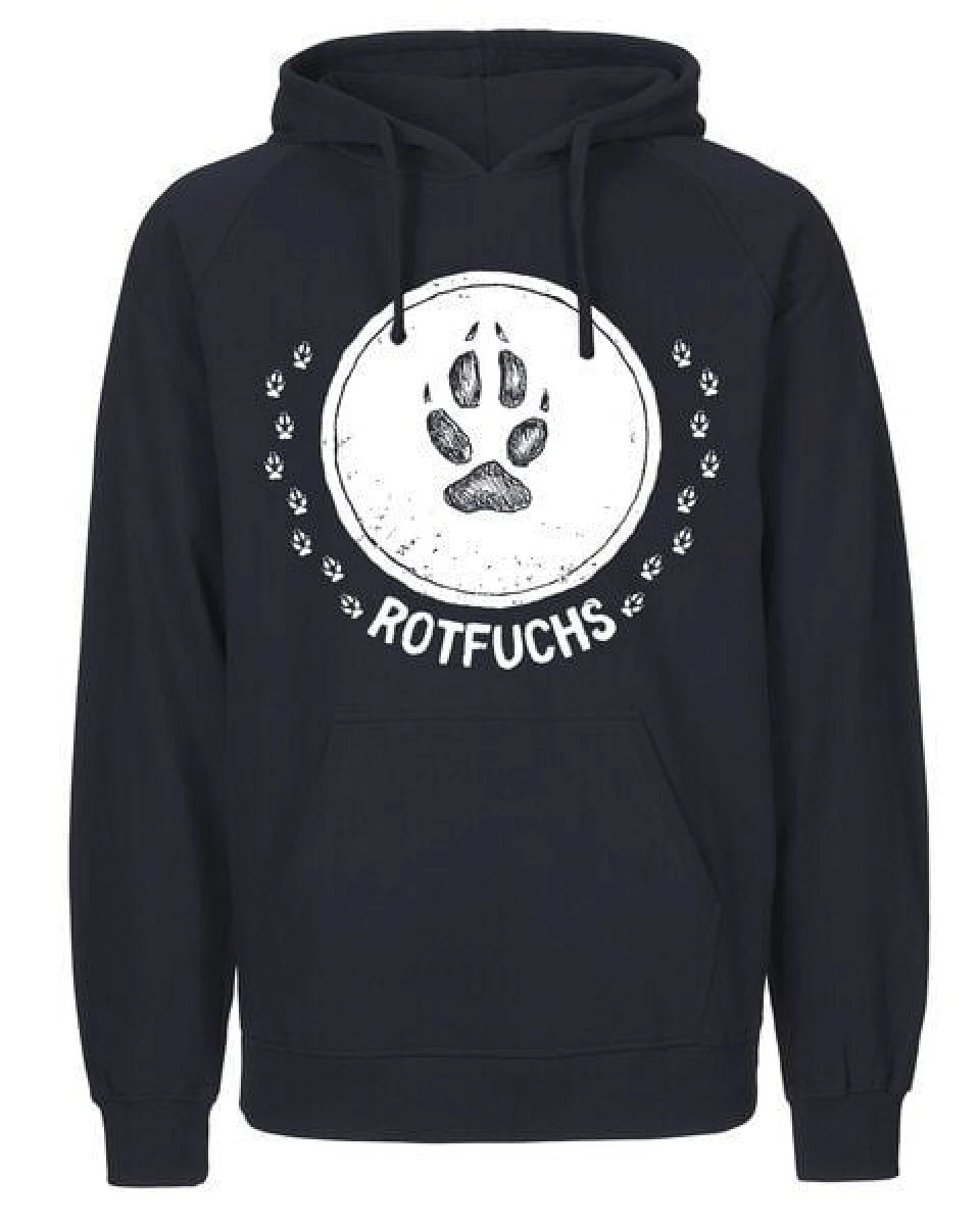 HANDGEDRUCKT "Trittsiegel RotFuchs" Männer Hoody aus reiner Biobaumwolle (kbA) – Ansicht 4