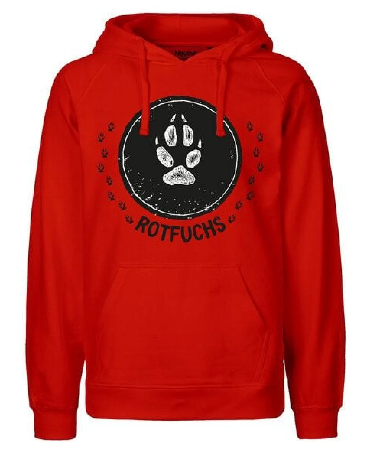 HANDGEDRUCKT "Trittsiegel RotFuchs" Männer Hoody aus reiner Biobaumwolle (kbA) – Ansicht 4