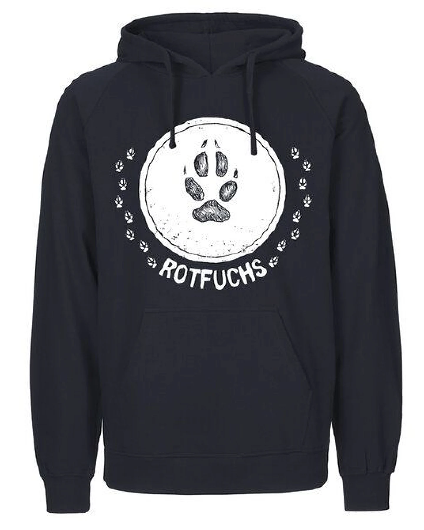 HANDGEDRUCKT "Trittsiegel RotFuchs" Männer Hoody aus reiner Biobaumwolle (kbA) – Ansicht 4