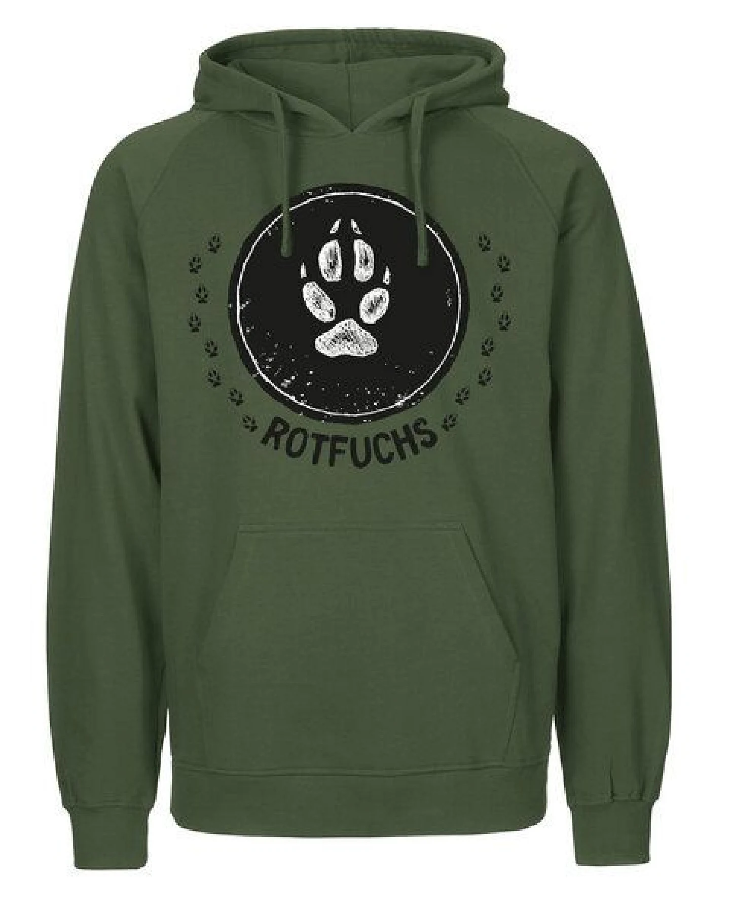 HANDGEDRUCKT "Trittsiegel RotFuchs" Männer Hoody aus reiner Biobaumwolle (kbA) – Ansicht 4