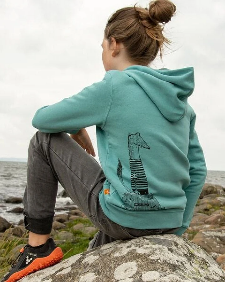 Cmig Kinder Hoodie Reisewiesel in teal monstera