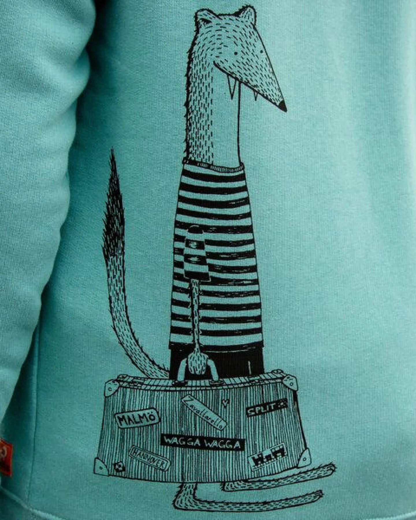 Cmig Kinder Hoodie Reisewiesel in teal monstera – Ansicht 2
