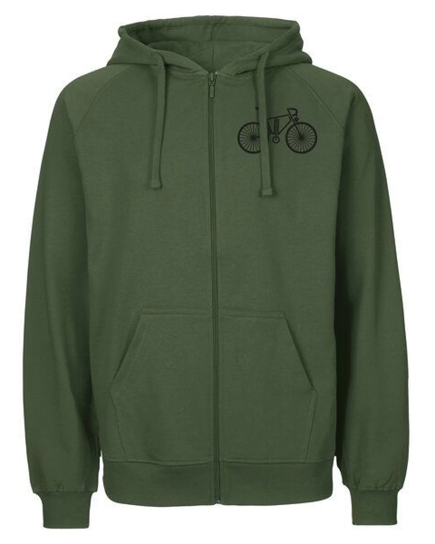 HANDGEDRUCKT "FutureBike" Männer Zip Hoody aus reiner Biobaumwolle (kbA) – Ansicht 2
