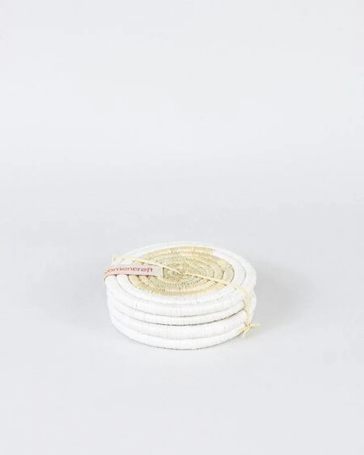 WomenCraft Glasuntersetzer 4er Set - 10cm - Braun/Weiß/Natur/Gelb
