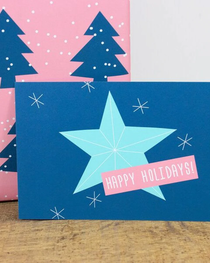 Bow & Hummingbird Postkarte Happy Holidays