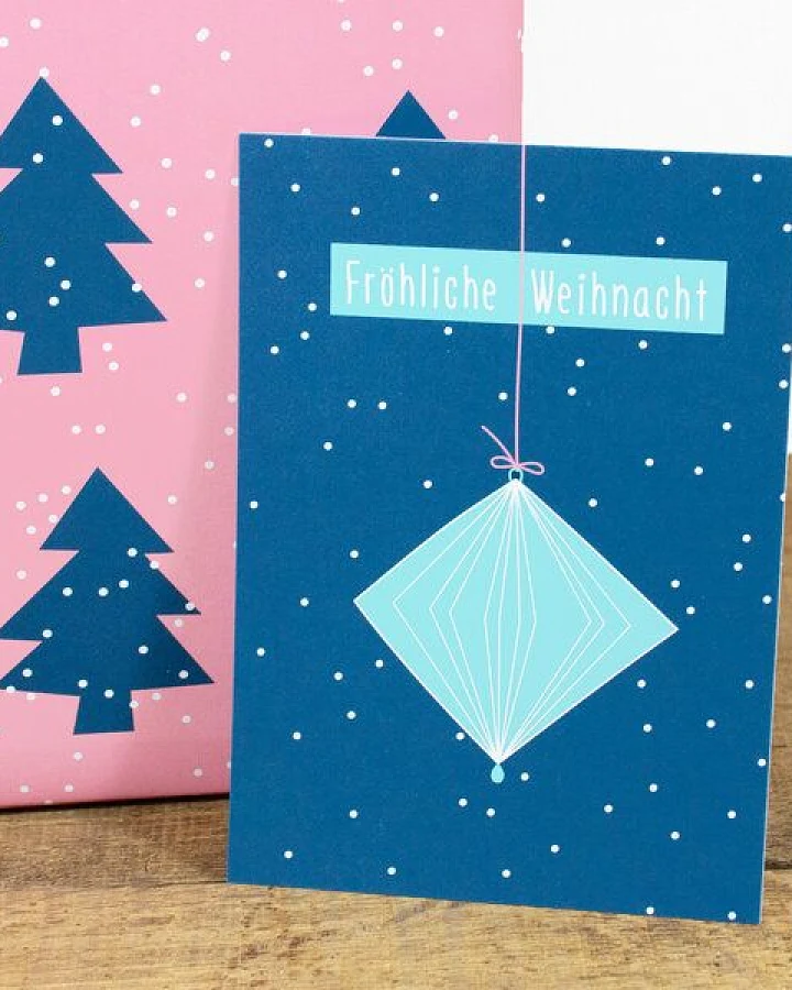 Bow & Hummingbird Postkarte Fröhliche Weihnacht