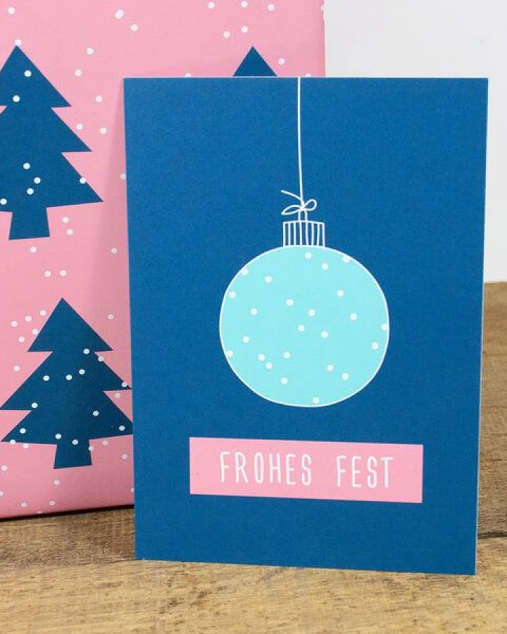 Bow & Hummingbird Postkarte Frohes Fest