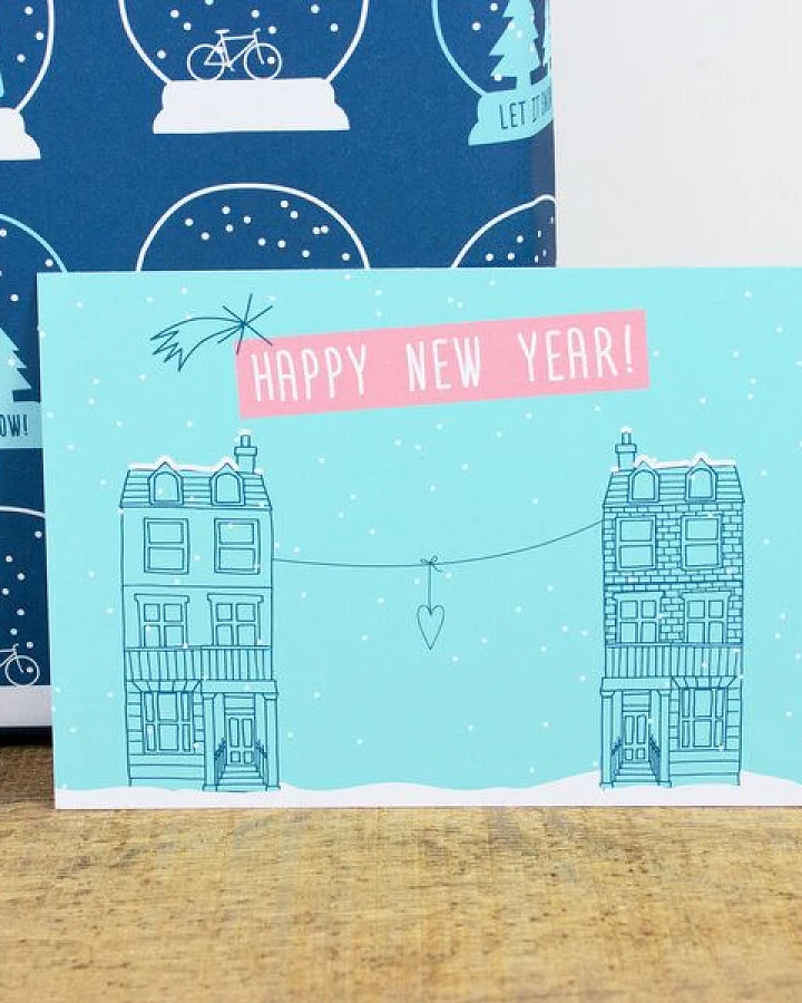 Bow & Hummingbird Postkarte Happy New Year
